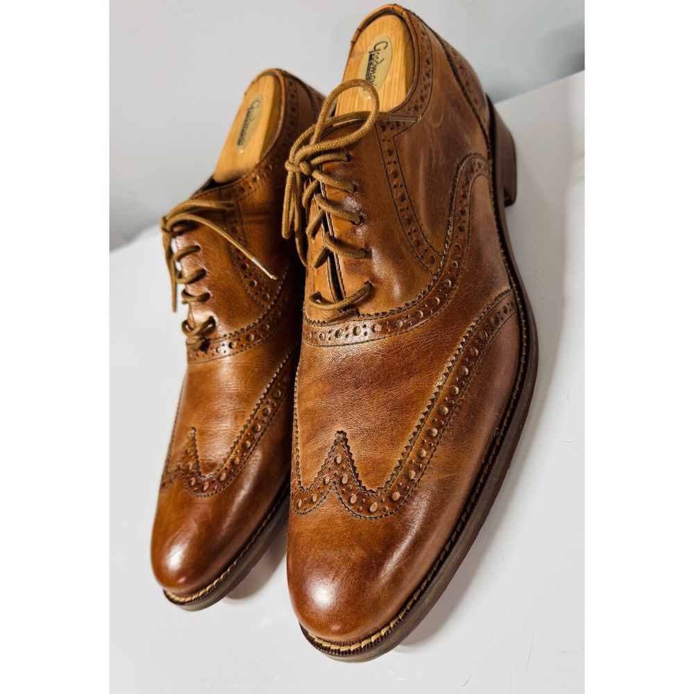 Cole Haan Mens British Tan Leather Wingtip Oxford Dress Shoes 11.5